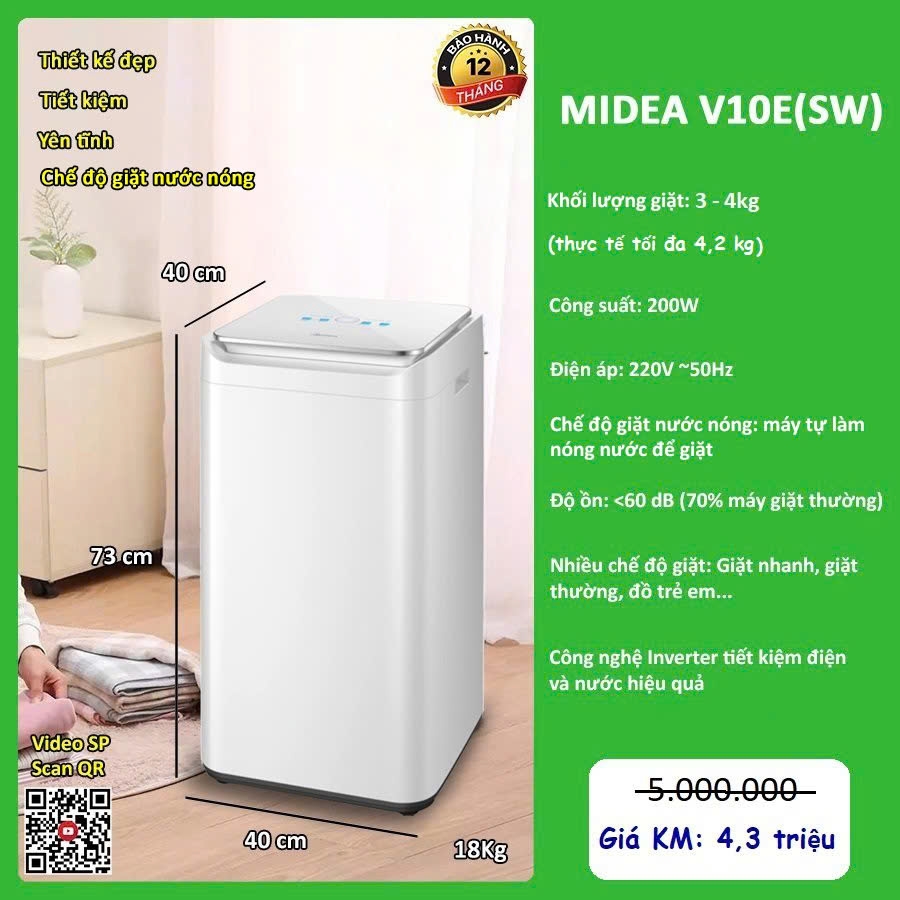 Máy giặt mini Midea V10E 3kg