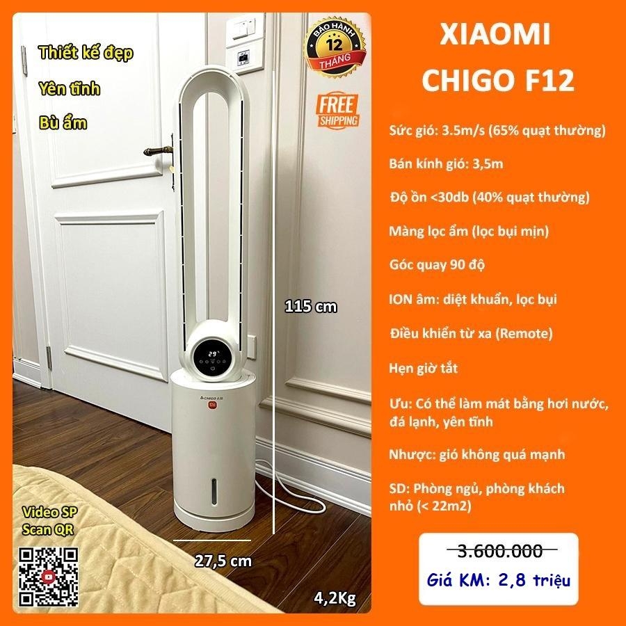 Quạt không cánh Xiaomi Chigo F12 - Màu trắng