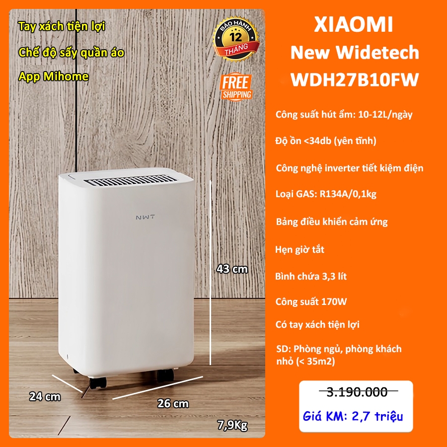 Máy Hút Ẩm Xiaomi NEW WIDETECH WDH27B10FW