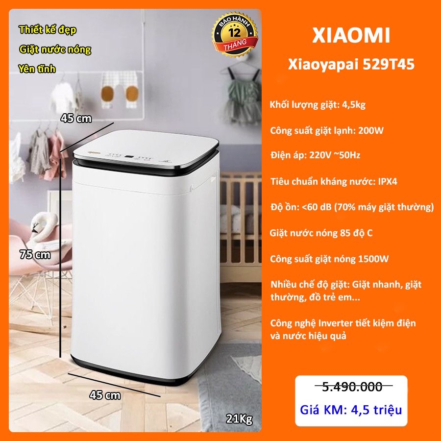 Máy giặt mini Xiaomi Xiaoyapai 529T - Giặt nước nóng