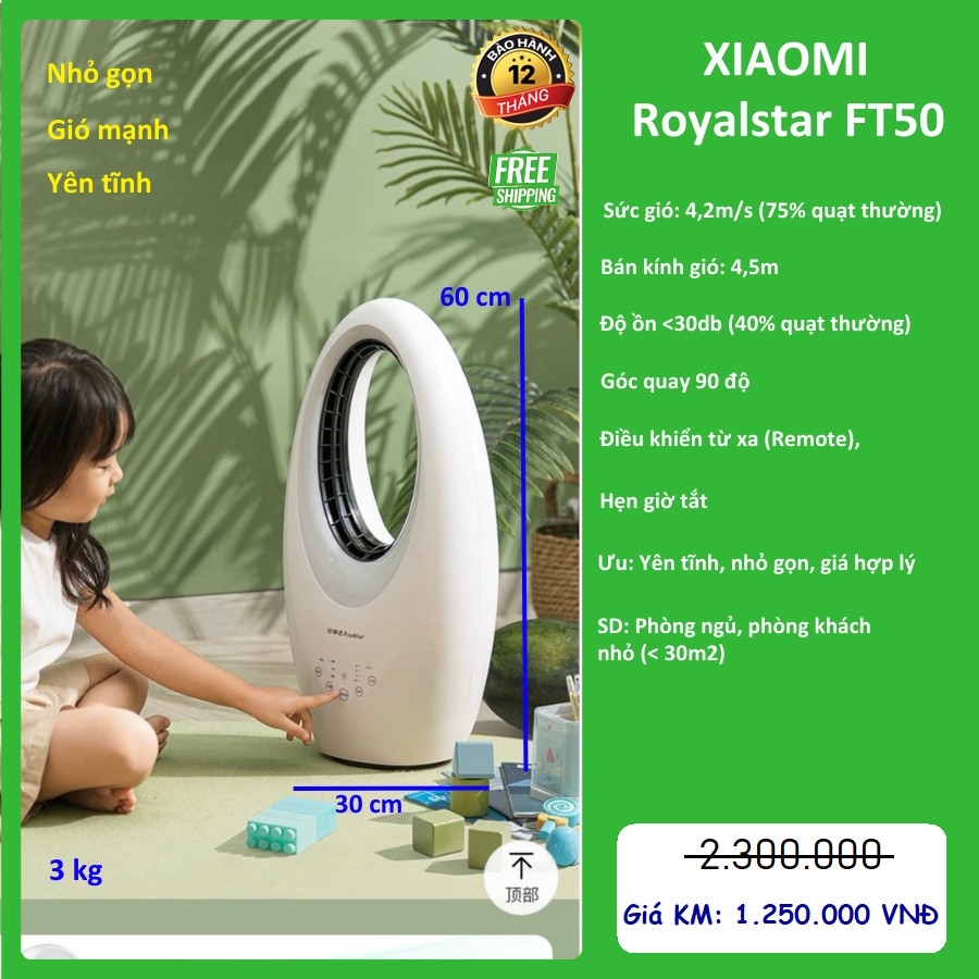 Quạt không cánh Xiaomi RoyalStar FT50