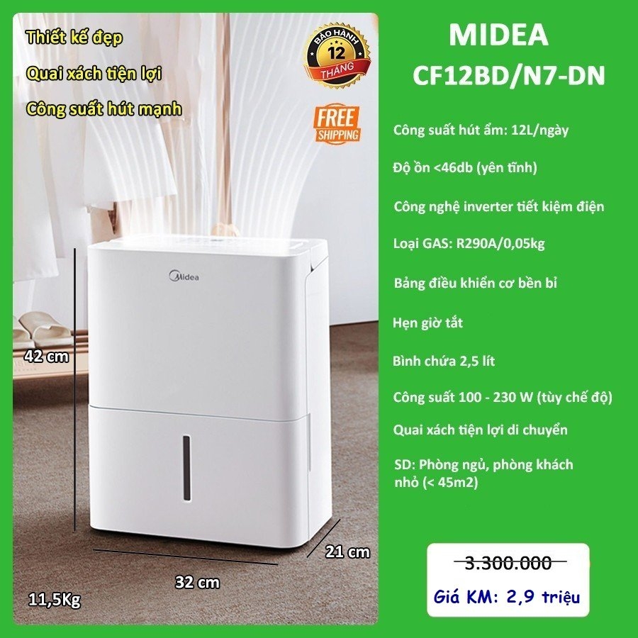 Máy Hút Ẩm Midea 12L CF12BD/N7-DN