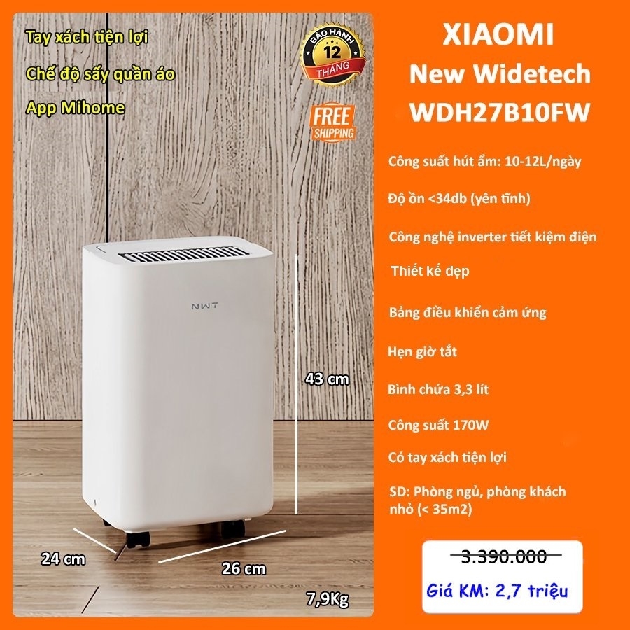Máy Hút Ẩm Xiaomi NEW WIDETECH WDH27B10FW