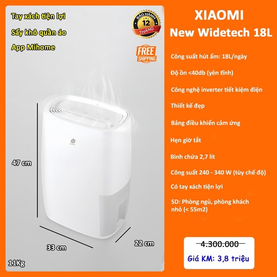Máy Hút Ẩm Xiaomi New Widetech 18L