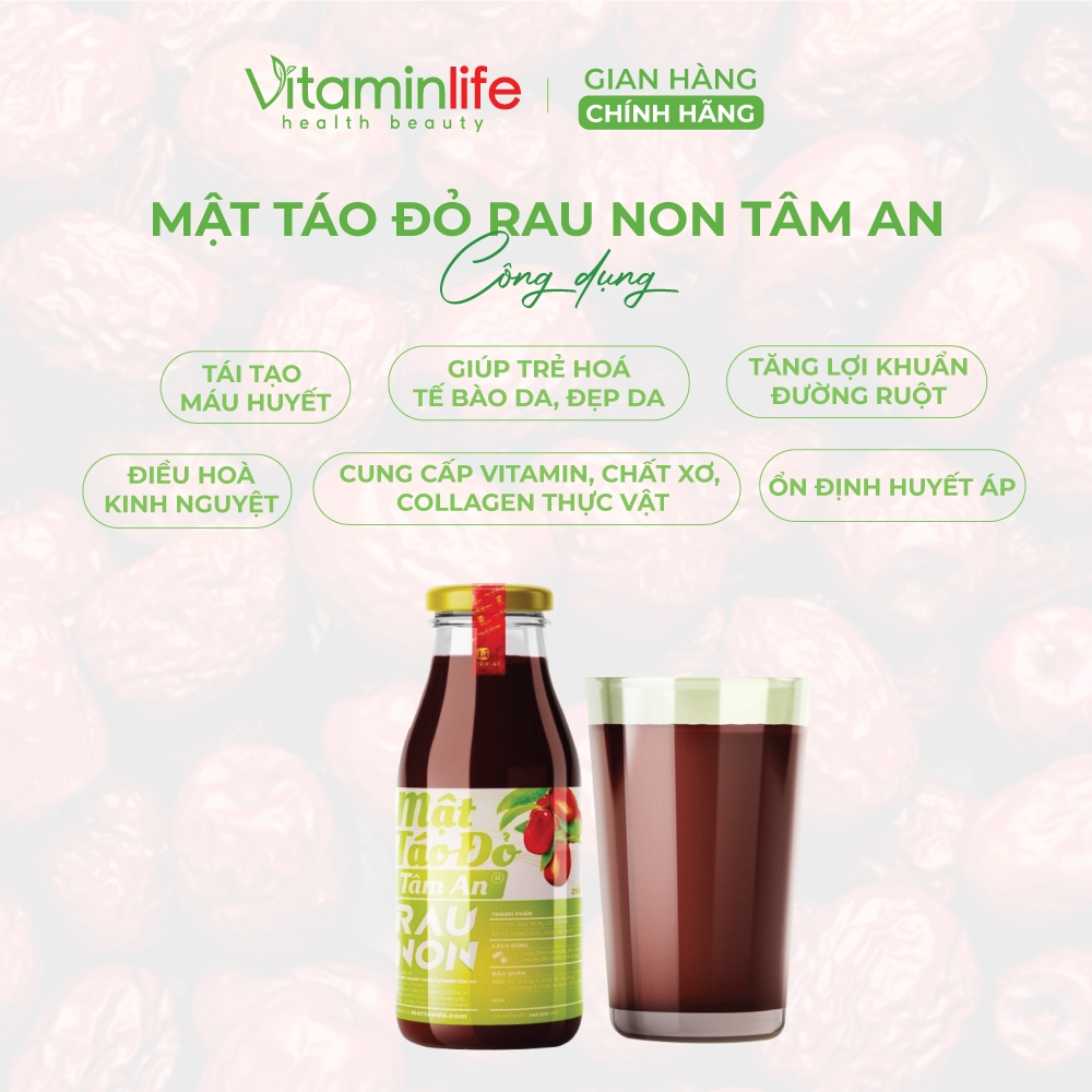 Mật Táo Đỏ Rau Non Tâm An 250ml