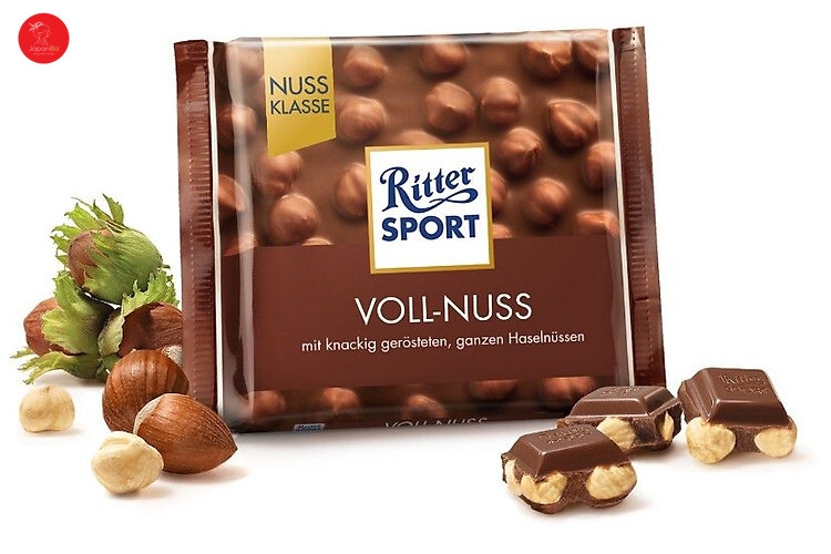 Sô cô la sữa nhân hạt phỉ - Ritter Sport Weisse Voll nuss 100g (10)