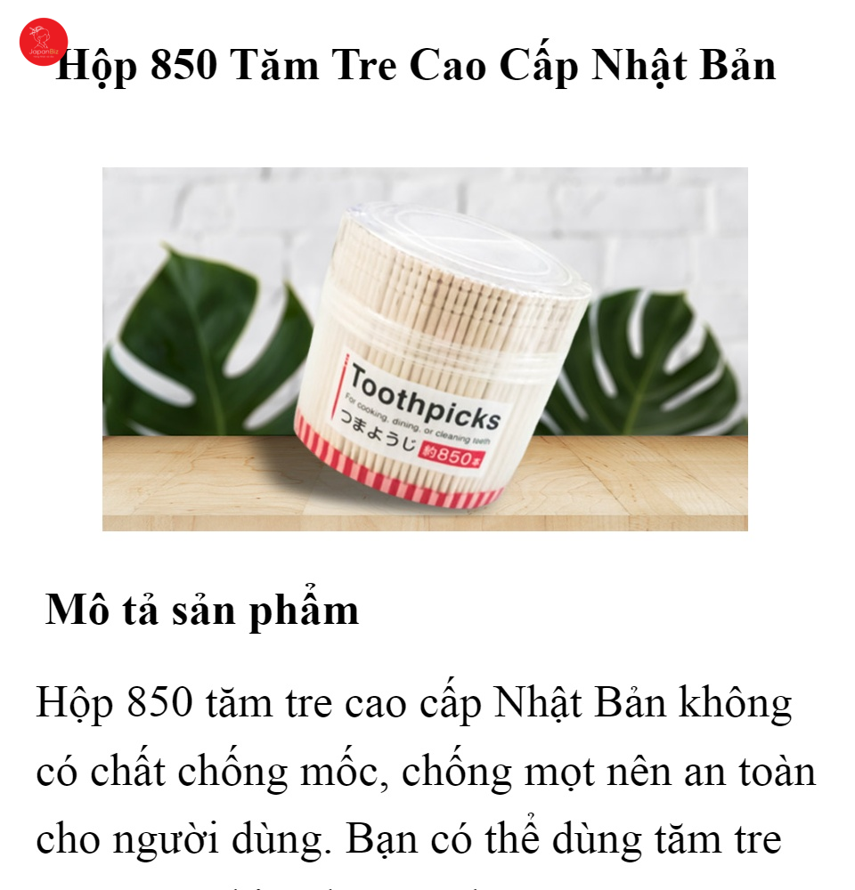 Hộp 850 tăm tre cao cấp Nhật Bản