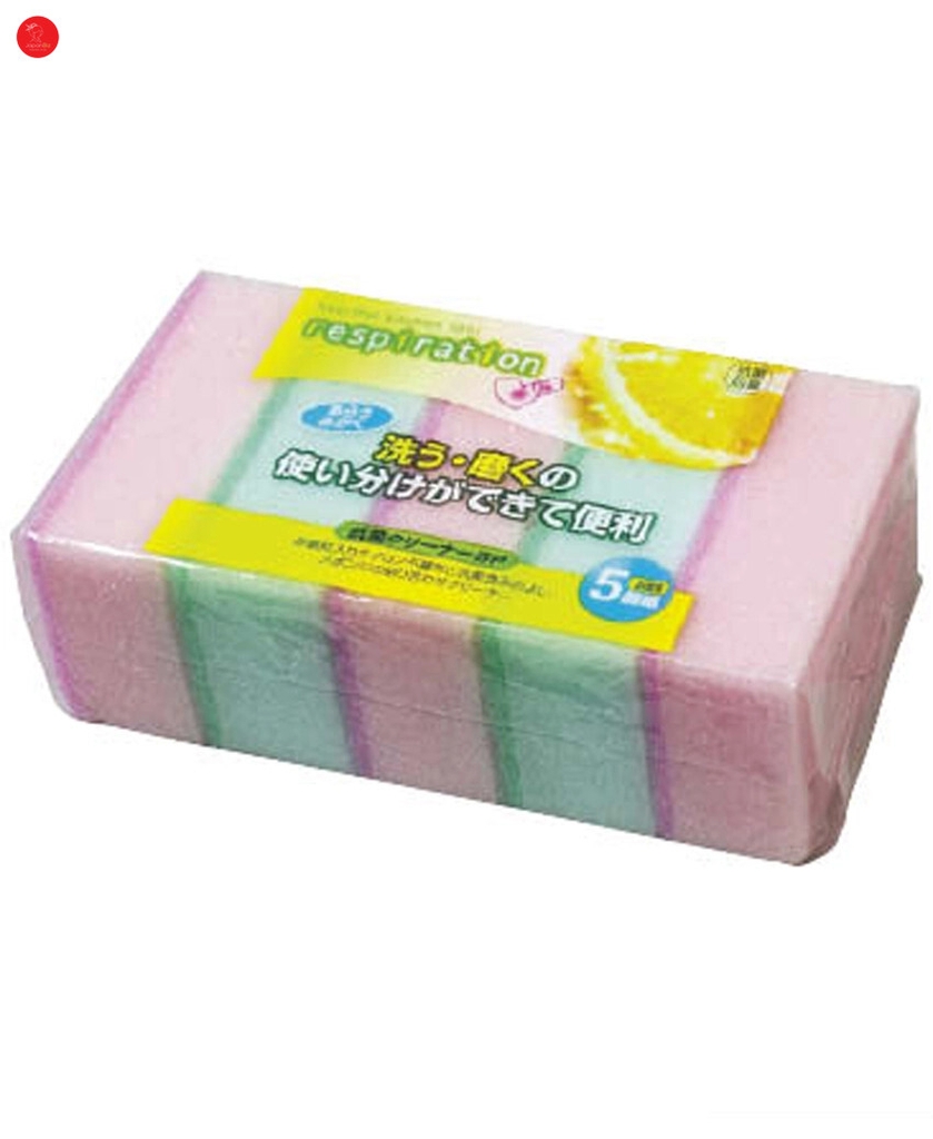 Set 5 miếng xốp rửa bát 1 mặt ráp Nhật Bản