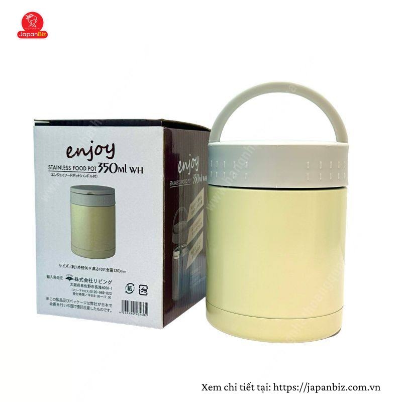 Bình ủ cháo giữ nhiệt Enjoy 350ml màu trắng