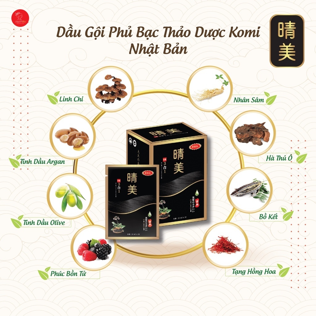 DẦU GỘI PHỦ BẠC KOMI HỘP 10 GÓI