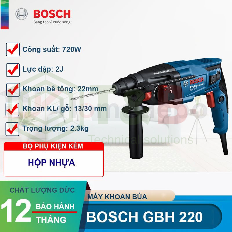 Máy khoan búa kiểu xoay dùng mũi SDS plus Bosch GBH 220