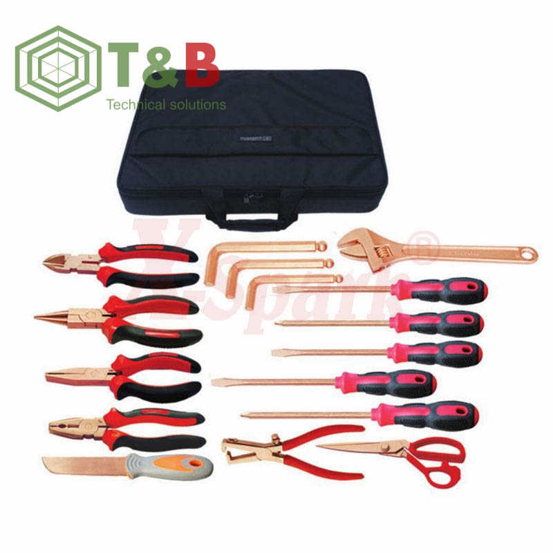 Bộ dụng cụ 18 chi tiết chống tia lửa điện, cháy nổ X-Spark Model No.AA08-18 Non Sparking Tool set 18pcs