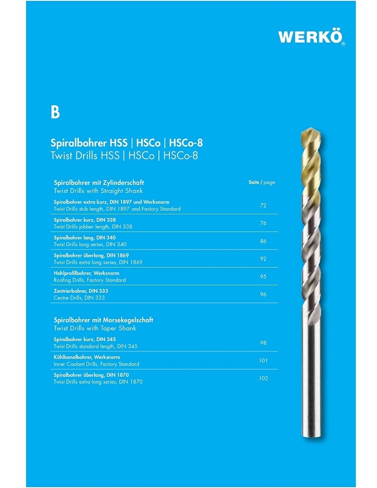 Twist Drill HSS - HSS Co- HSS Co8 - Mũi Khoan Thép Gió HSS Thương Hiệu Werkoe