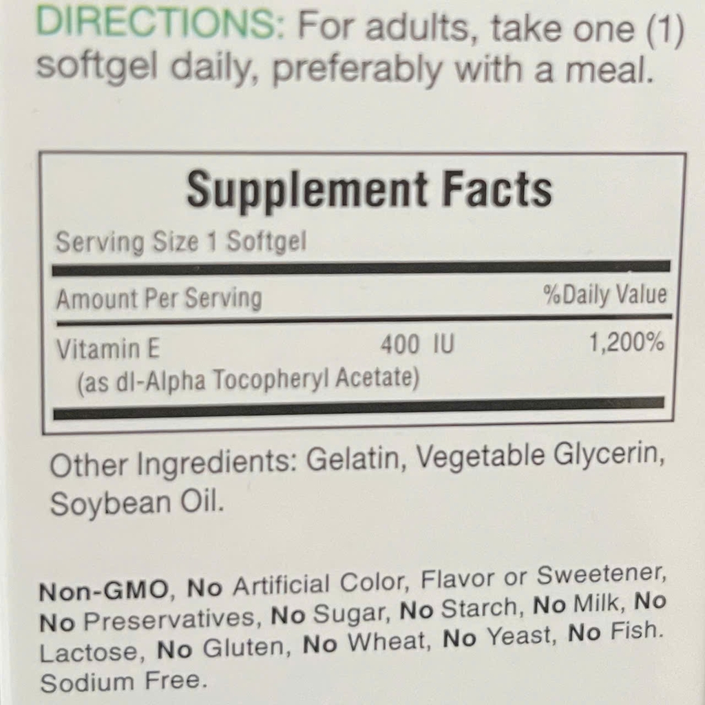 Nature's Bounty Vitamin E 400 IU (30 viên) - Hỗ Trợ Đẹp Da & Chống Lão Hóa