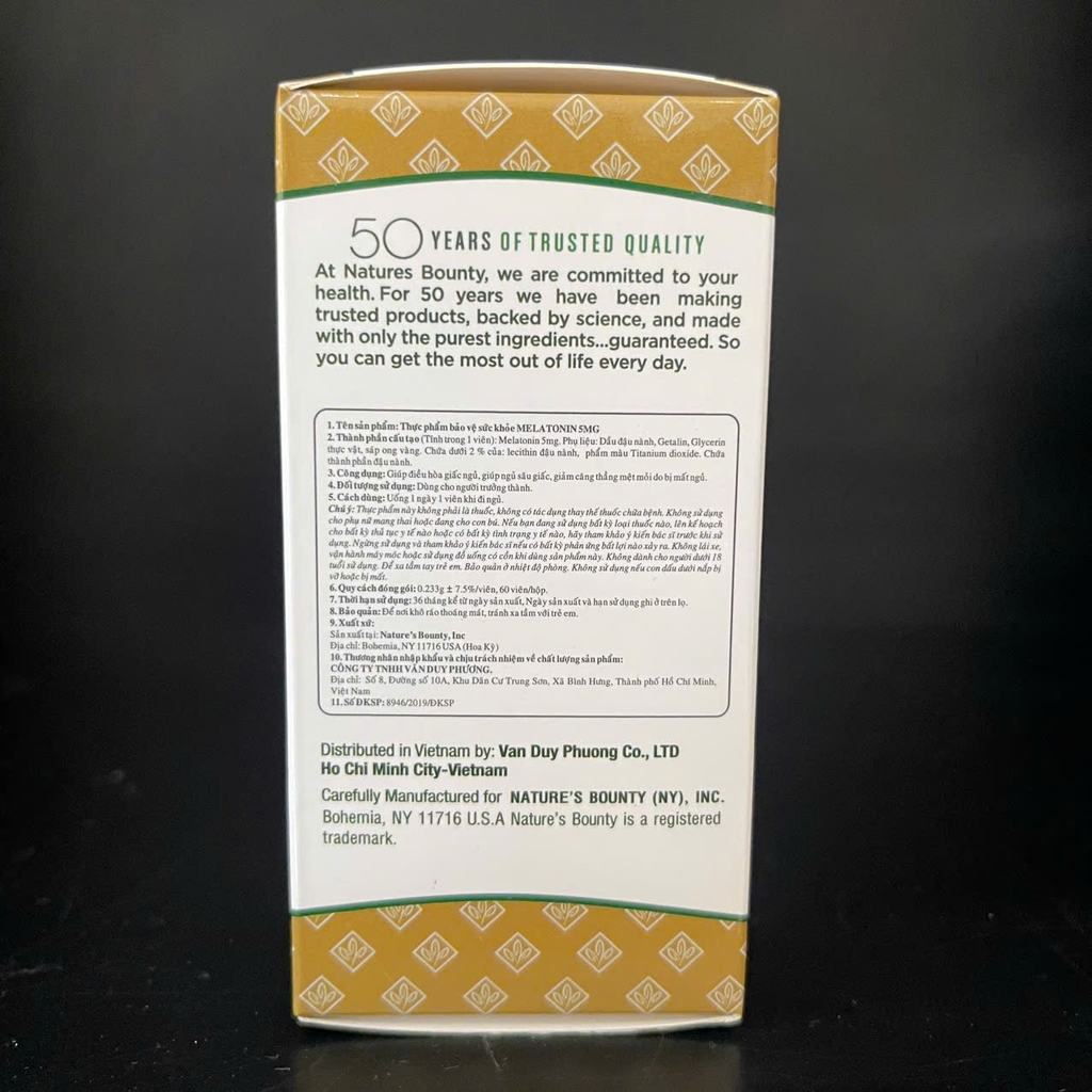 Nature's Bounty Melatonin 5mg  (60 viên) Hỗ Trợ Điều Hòa Giấc Ngủ