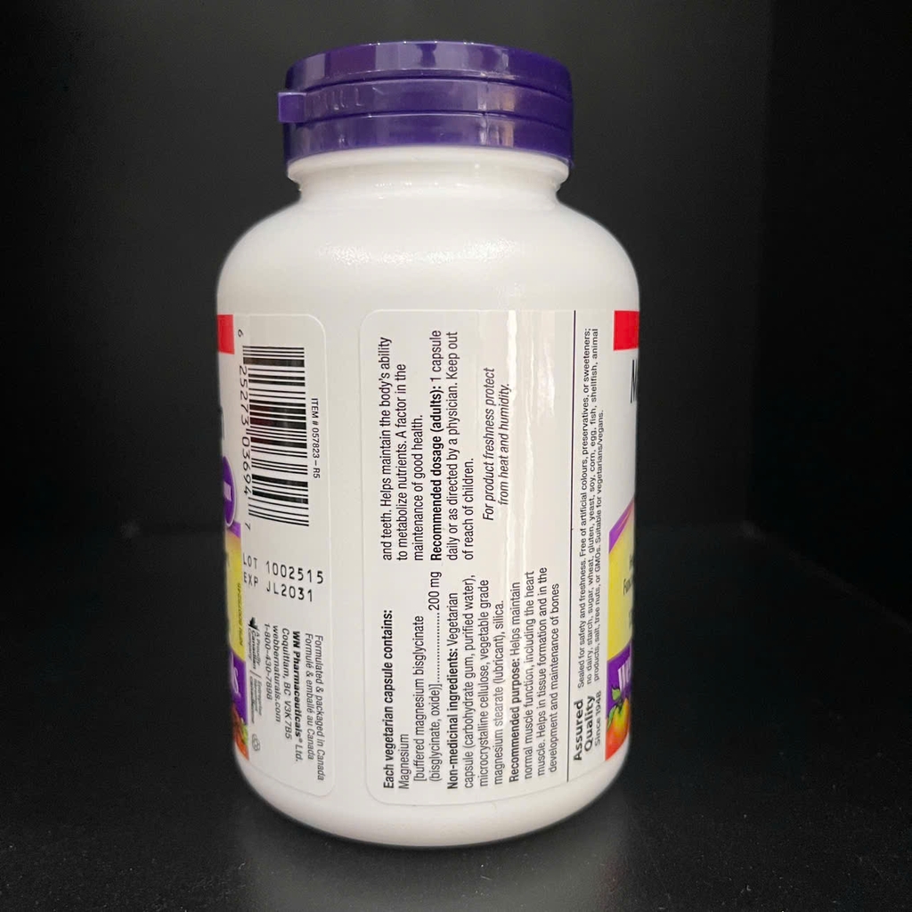 Magnesium Bisglycinate Webber Naturals 200mg 120 Viên – Bổ Sung Magie, Hỗ Trợ Xương Khớp