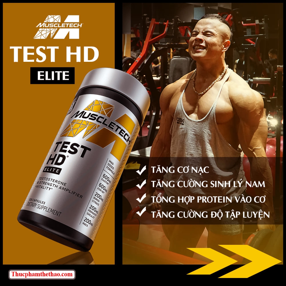 MUSCLETECH TEST HD ELITE (120v) - TĂNG NỒNG ĐỘ TESTOSTERONE TỰ NHIÊN