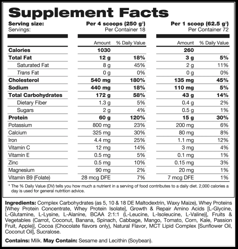 HULK Clean Mass Gainer 10lbs (4.54kg)