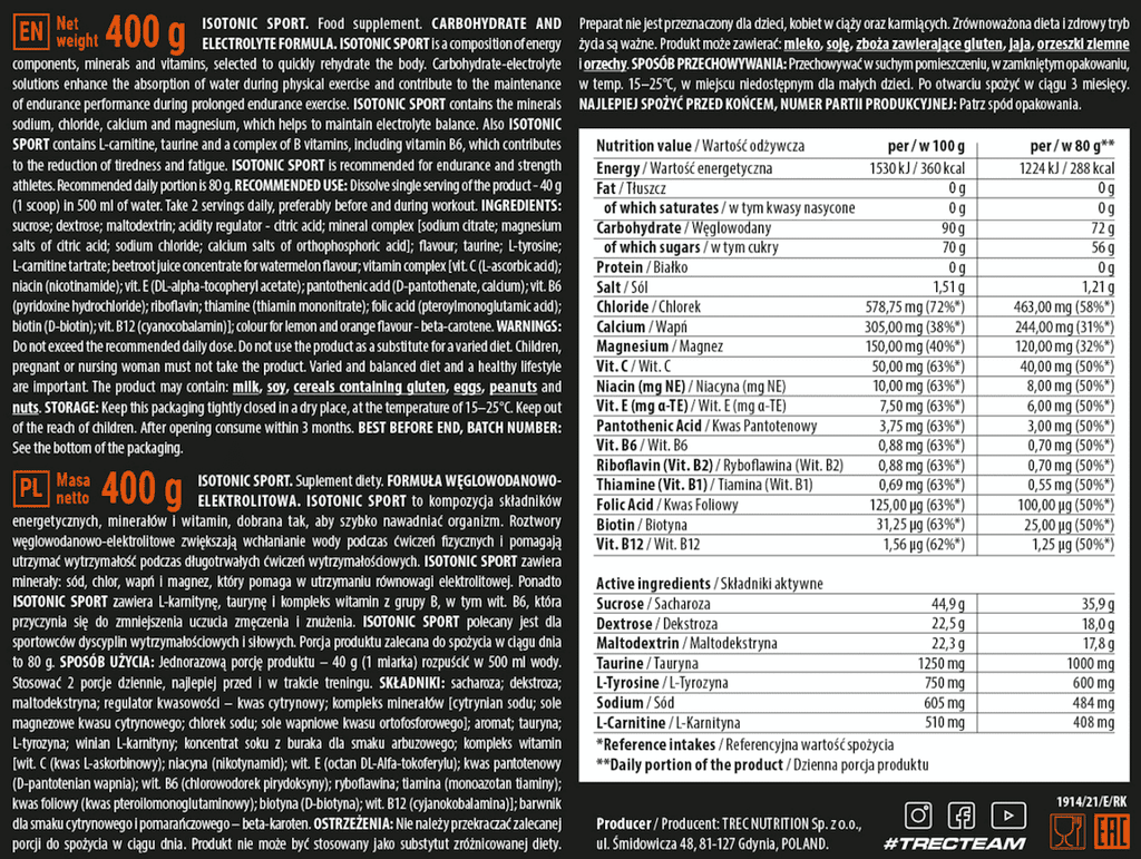 TREC ISOTONIC SPORT 20G