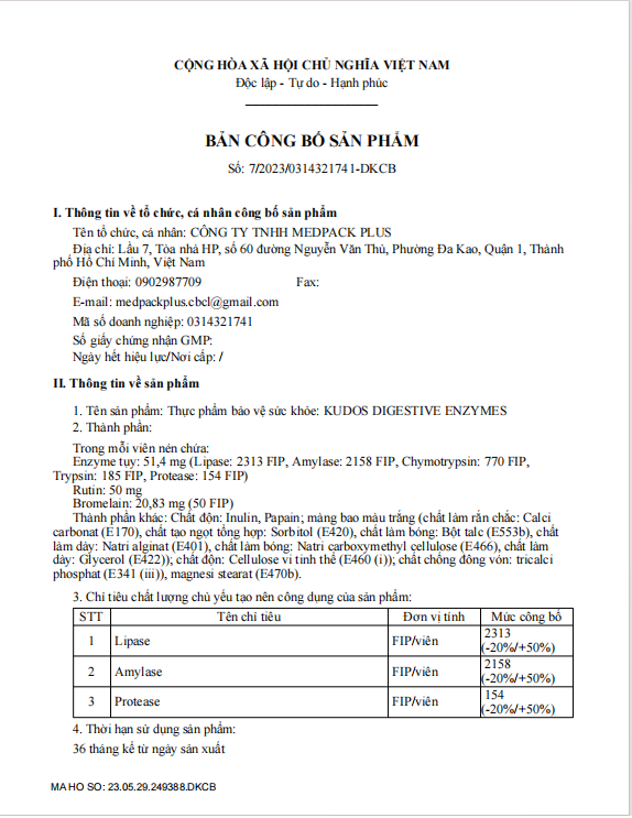 Kudos Digestive Enzymes (Hộp 30 viên)