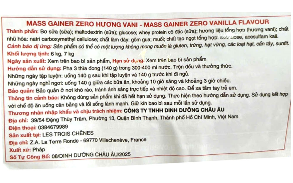 MASS GAINER ZERO (6kg)- Eric Favre