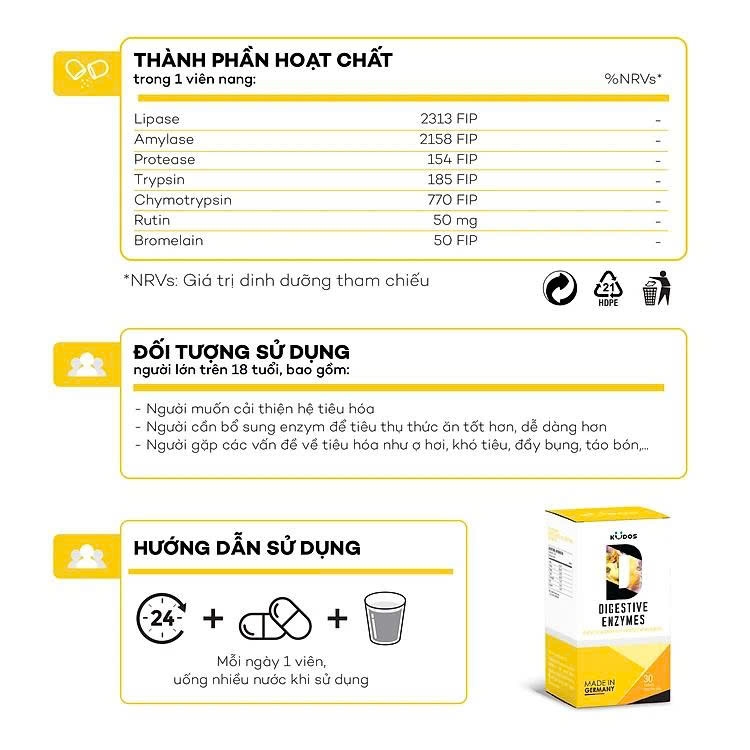 Kudos Digestive Enzymes (Hộp 30 viên)