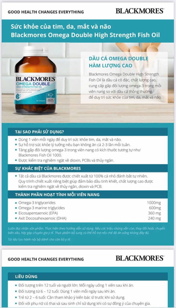 Blackmores Omega Double High Strength Fish Oil 90 viên