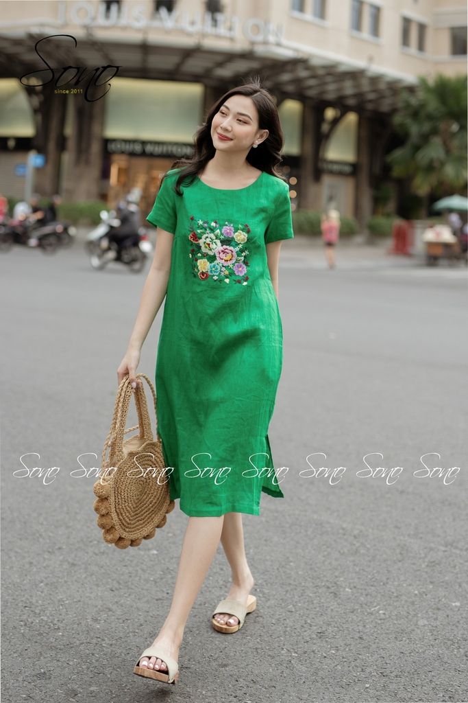 Đầm linen thêu tay | Shopee Việt Nam