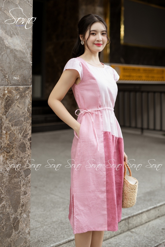 Váy hồng xòe rút dây vai V1633 - DOLCE VIVA COLLECTION Mydu Design [kèm ảnh  thật] - Thời trang thiết kế Mydu