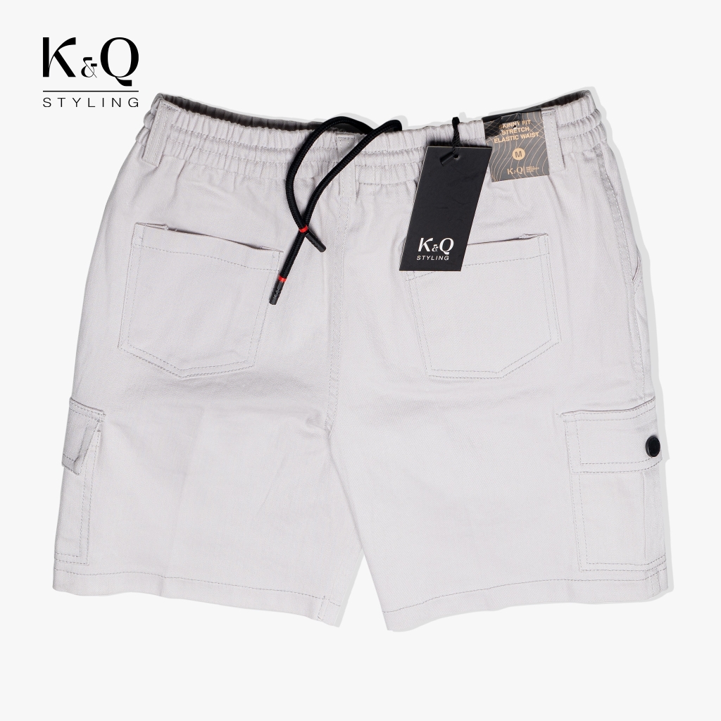 Quần Short Túi Hộp Kaki Co Giãn Xám Trắng