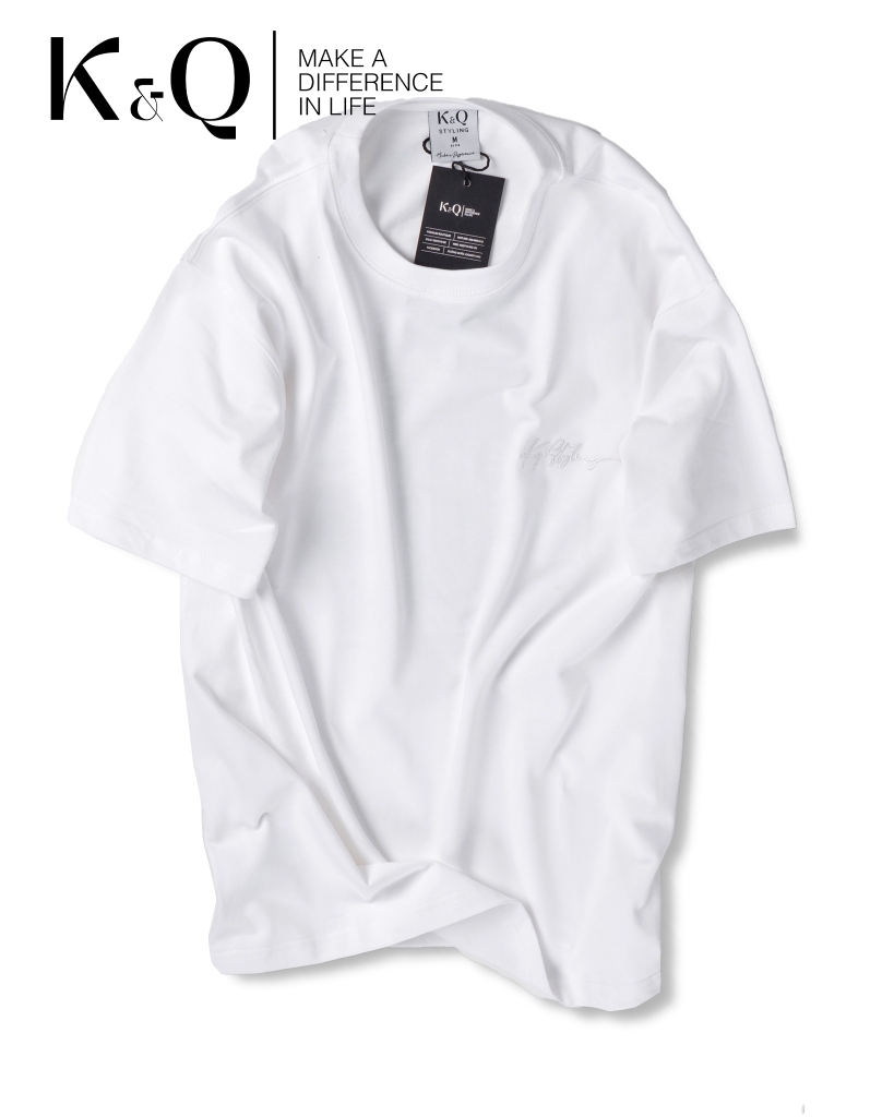 Áo thun 100% Cotton KQ STYLING Basic Trắng