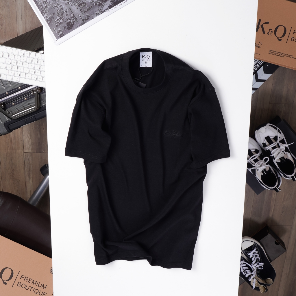 Áo thun cotton 100% Cao Cấp KQ STYLING Đen NYC