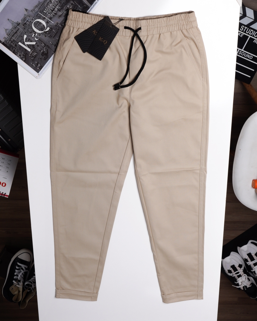 Quần Kaki Ống Suông Co Giãn Unisex Màu Kem Vàng | KQSTYLING Basic Line