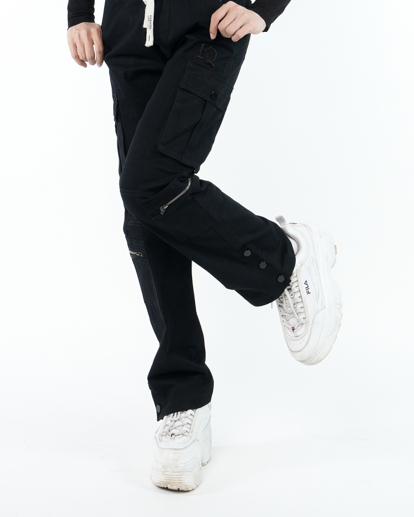 Quần Cargo Nữ Kaki Túi Hộp Co Giãn Ống Đứng Màu Đen | KQSTYLING V6