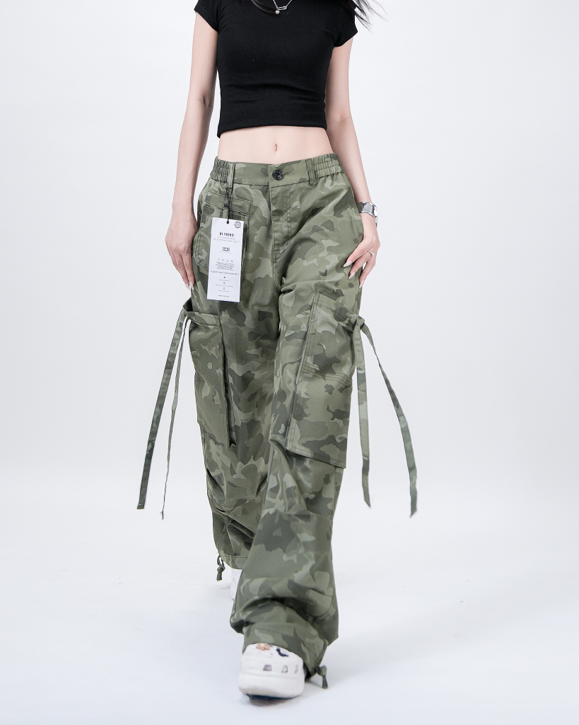 Quần Cargo Nữ Kaki Túi Hộp Ống Rộng Phong cách Y2k màu Camo | KQSTYLING WIDE834