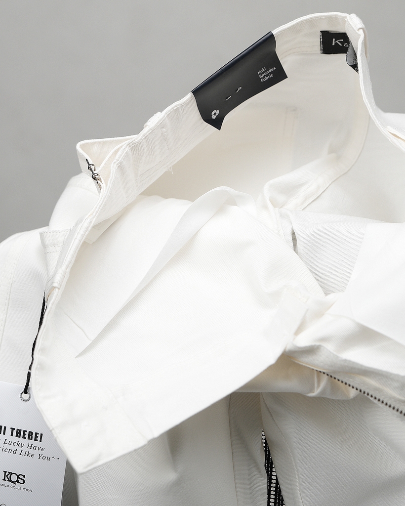 Quần Kaki Nữ Lưng Cao Ống Rộng Có Sidetab  Màu Trắng | KQSTYLING WIDE