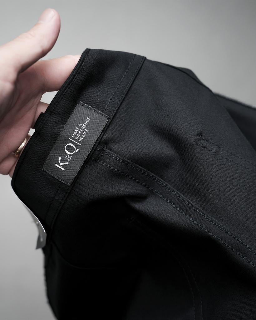 Quần Kaki Nữ Lưng Cao Ống Rộng Có Sidetab  Màu Đen | KQSTYLING WIDE