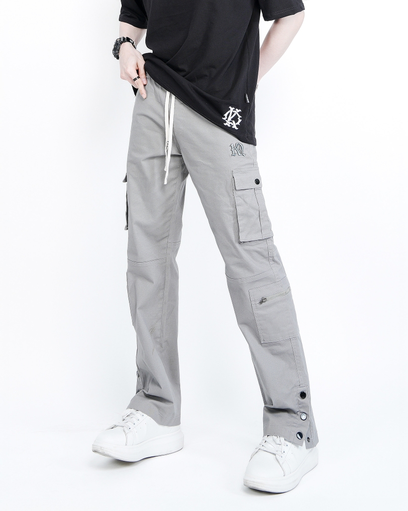Quần Cargo Kaki Nam Túi Hộp Co Giãn Ống Đứng Màu Xám Nhạt | KQSTYLING V6