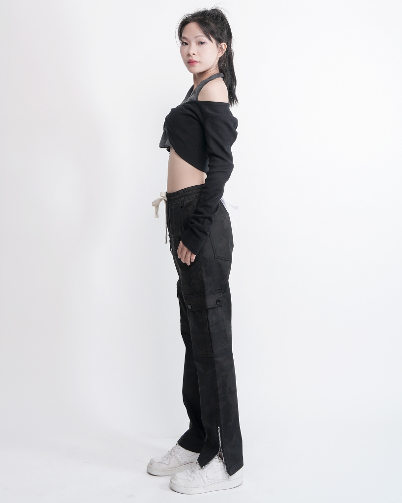 Quần Cargo Nữ Kaki Túi Hộp Co Giãn Ống Đứng Màu Rằn Đen | KQSTYLING ZIP