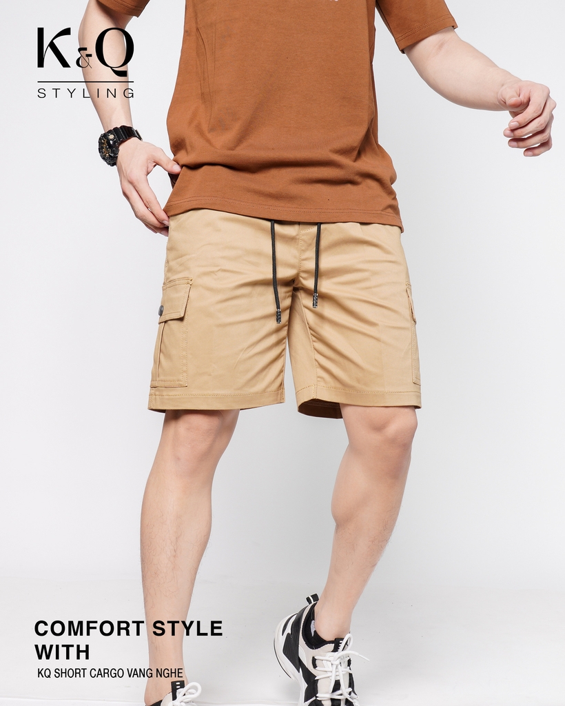 Quần Short Túi Hộp Kaki Co giãn Vàng Cát