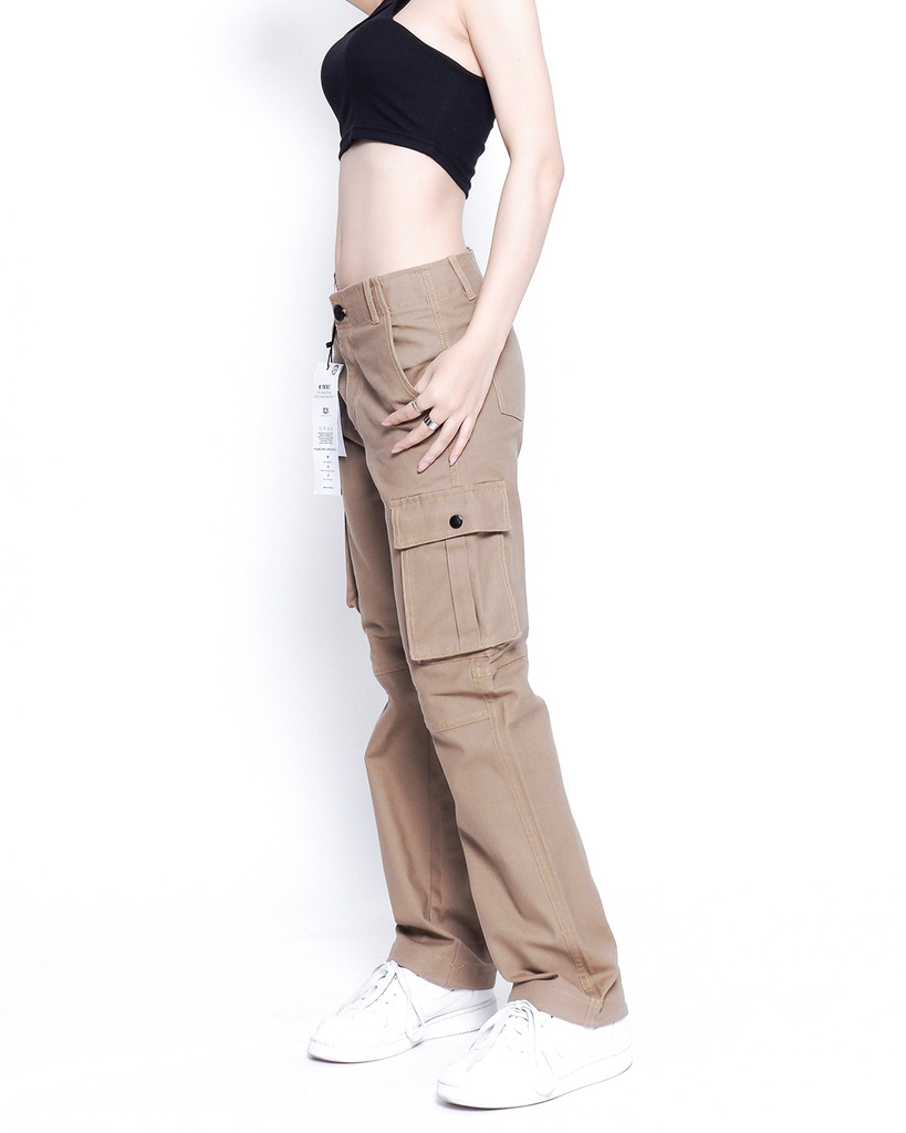 Quần Cargo Nữ Ống Suông Túi Hộp KQSTYLING Form Rộng Màu Be C1