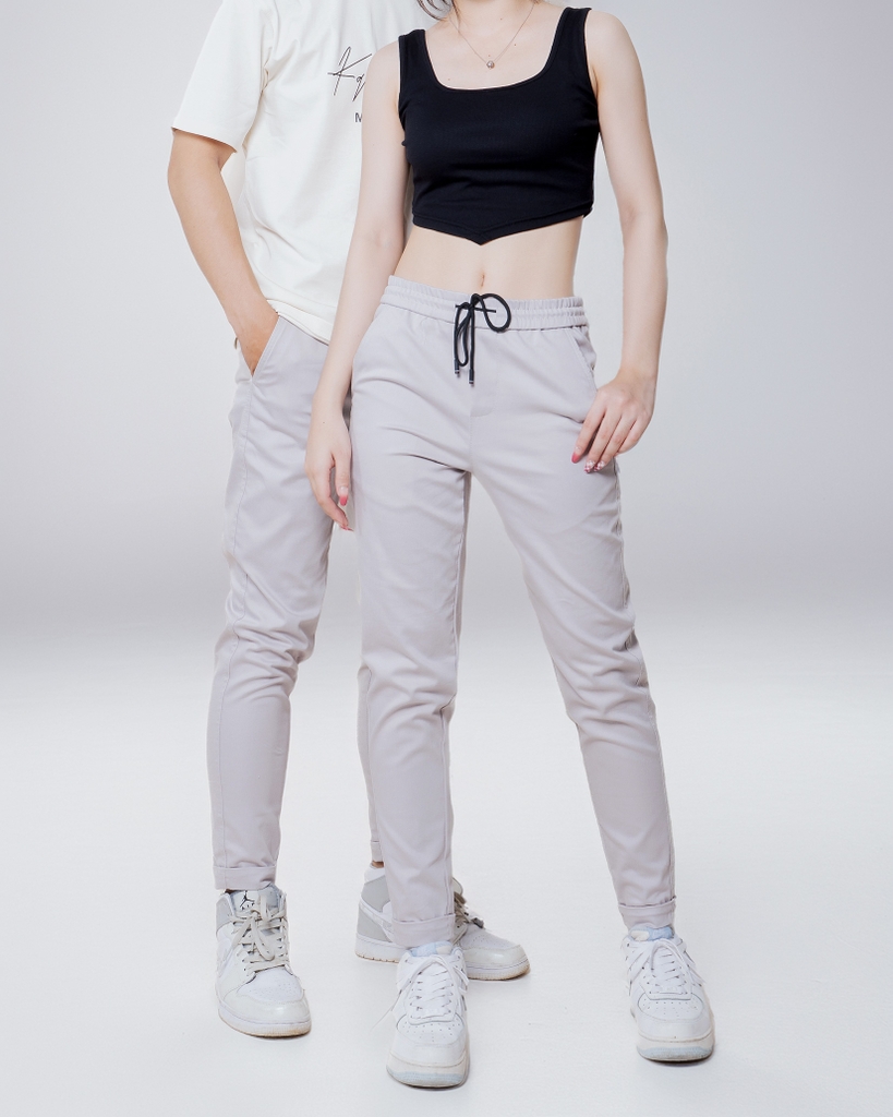 Quần Kaki Ống Suông Co Giãn Unisex Màu Xám Tro | KQSTYLING Basic Line