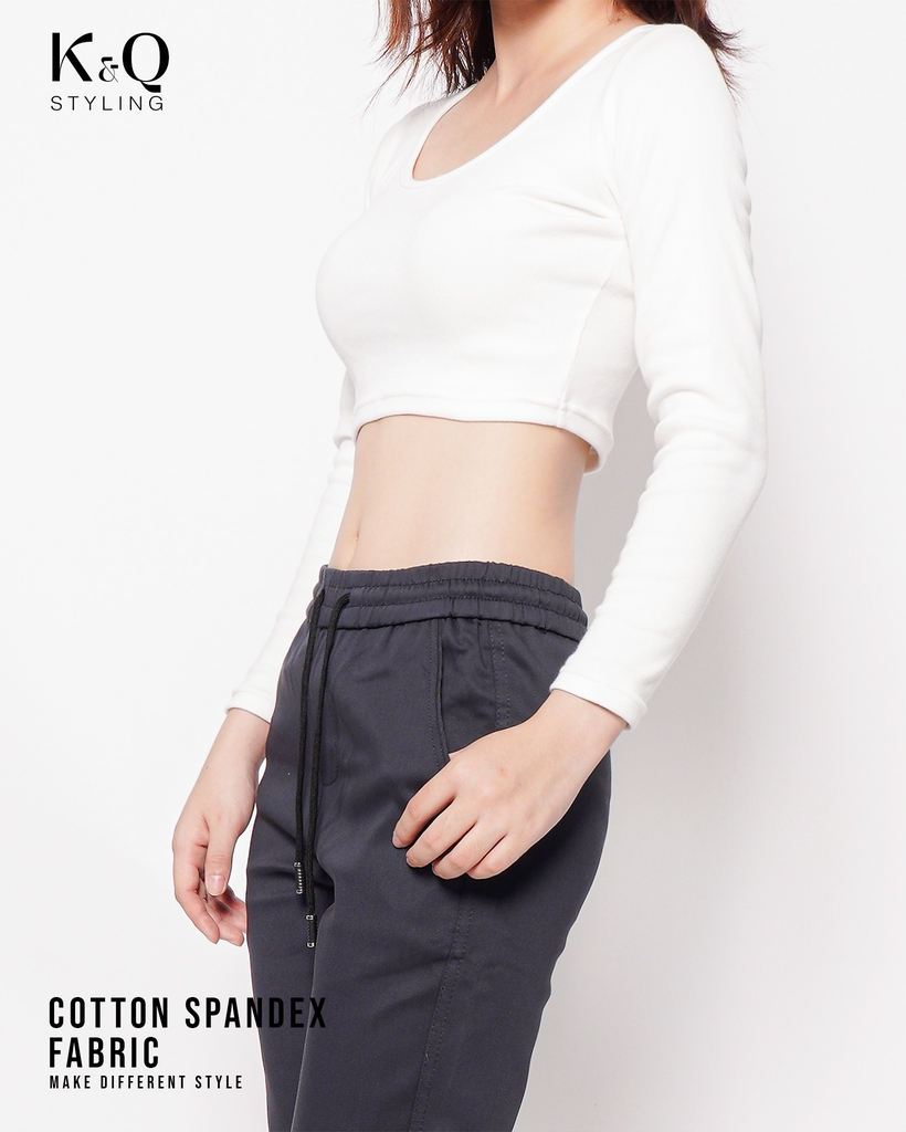 Áo thun croptop tay dày KQSTYLING cotton 100% freesize