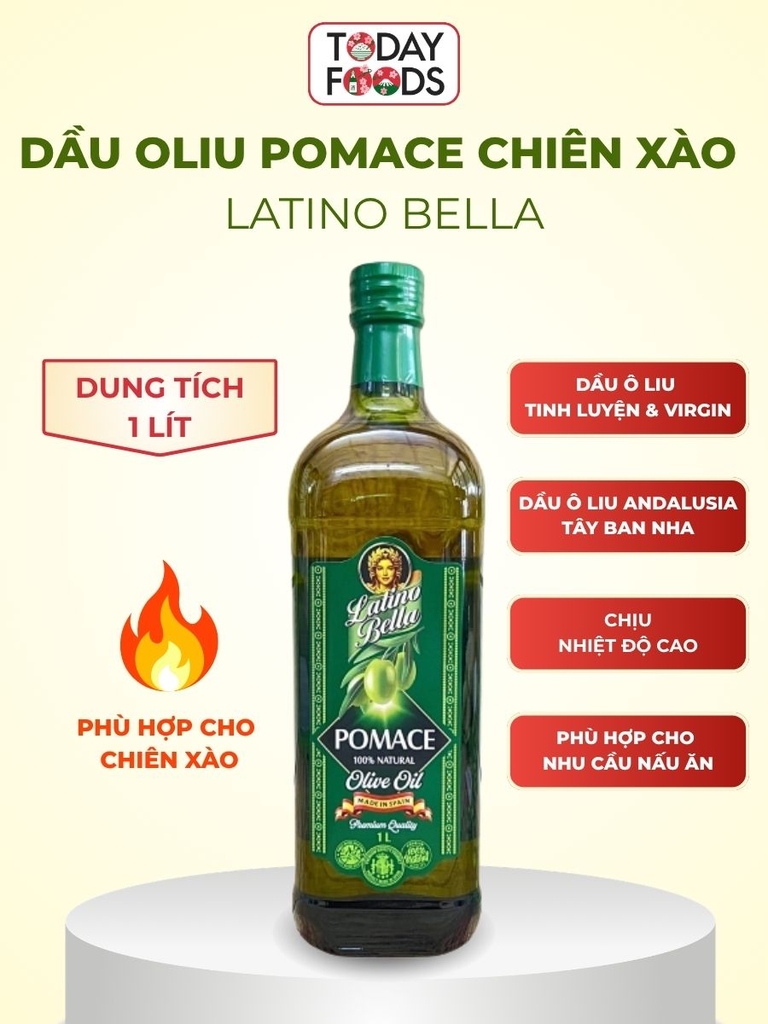 Dầu Oliu Pomace chiên xào Latino Bella 1 Lít