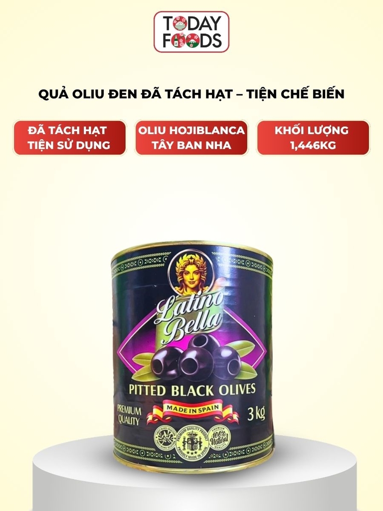 Quả Oliu Đen Tách Hạt Latino Bella 3KG