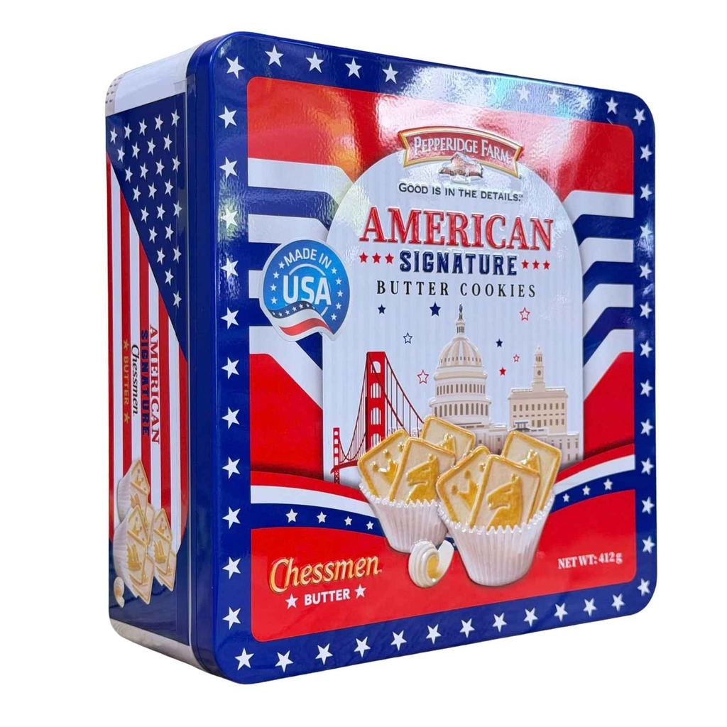 Bánh Quy Pepperidge Farm Chessmen American Signature 412G (Hộp Thiếc)