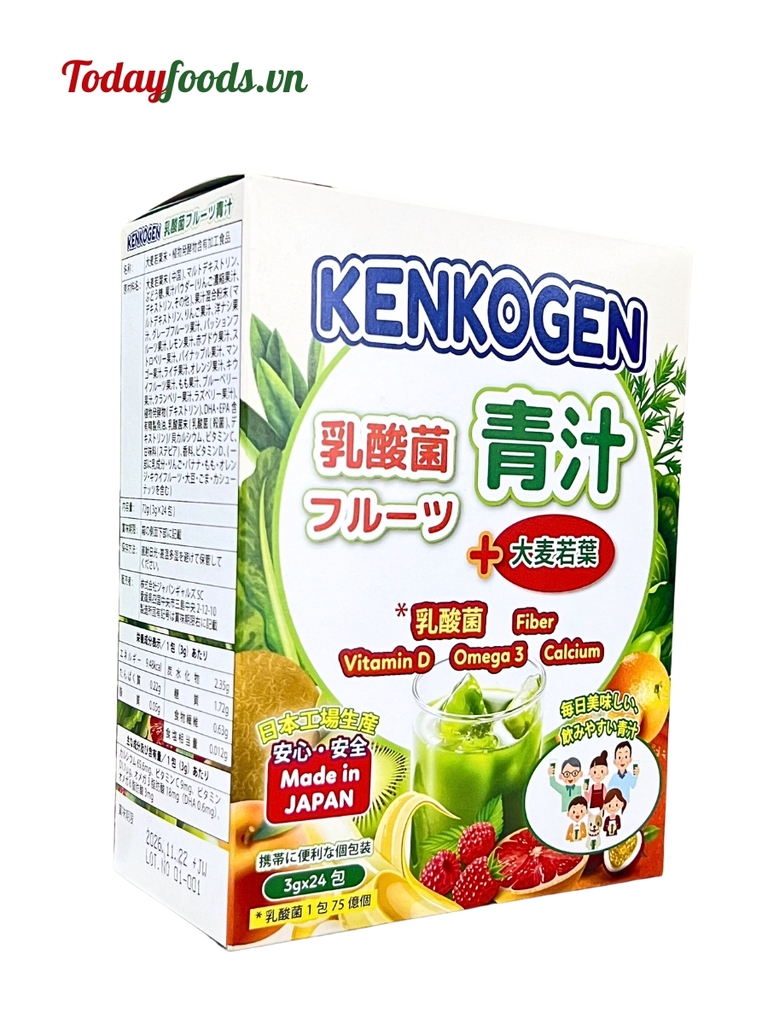 Bột Mầm Lúa Mạch Non Nhật Bản Kenkogen Trái Cây 24 Gói