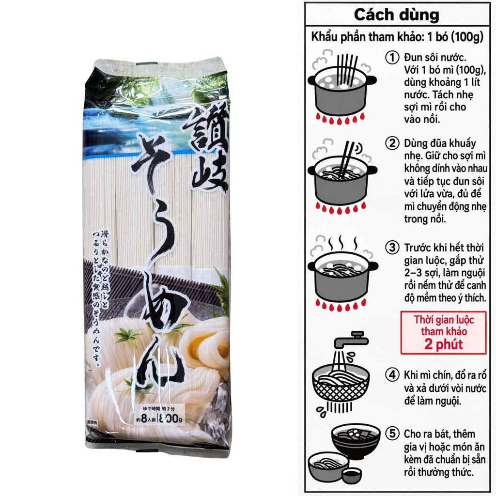 Mì Somen Sanuki 800g (100g x 8 Bó)