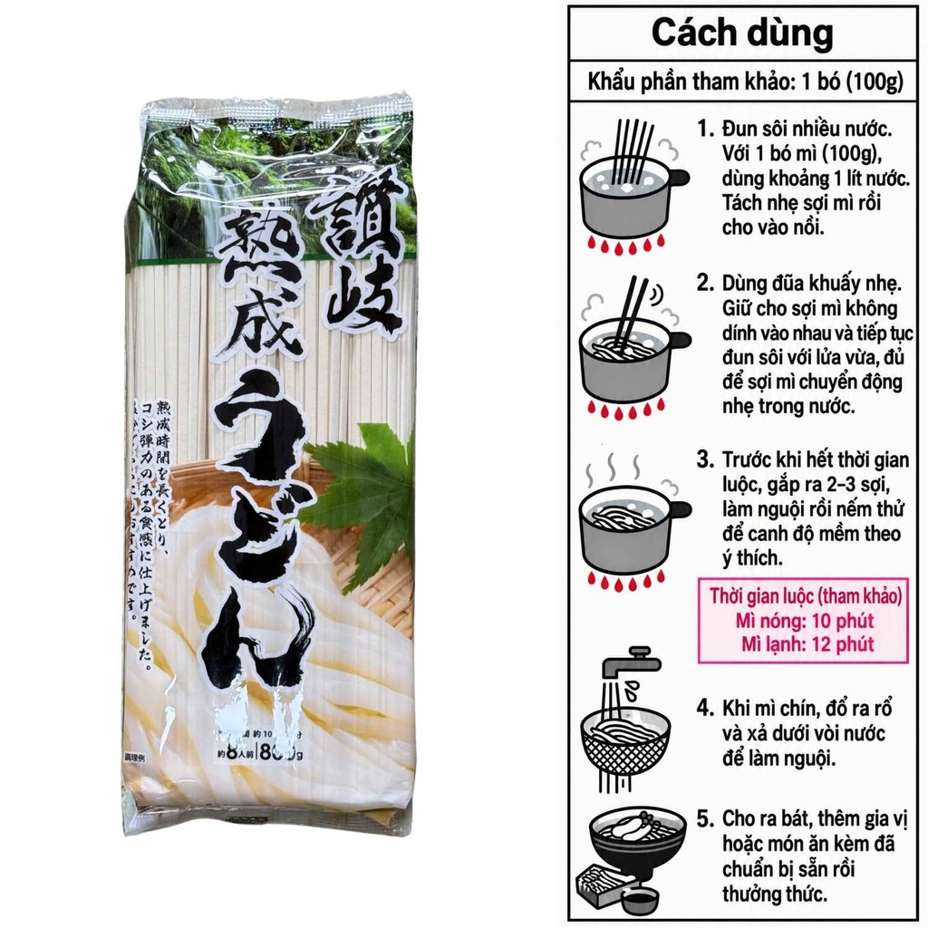 Mì Udon Sanuki 800g (100g x 8 bó)