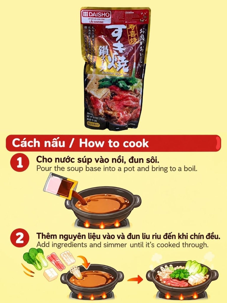 Nước Súp Lẩu Sukiyaki Daisho 750G
